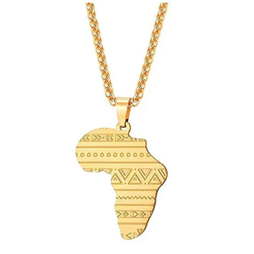 African Map Necklace Gold Africa Pendant Egyptian
